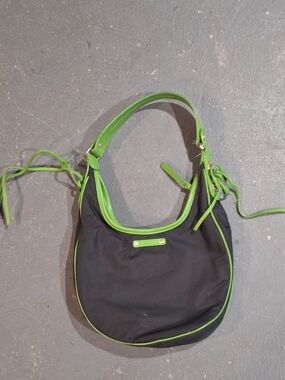 Kate Spade Black Shoulder Hobo Bag with Green Trim - Women's Casual Shoulder Bag